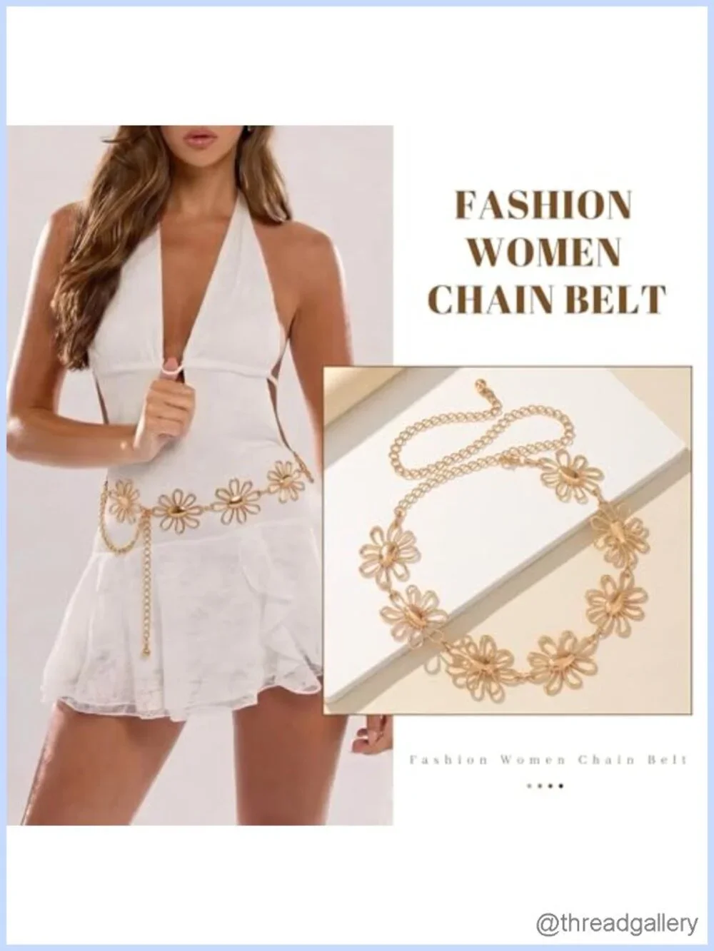 Western Metal Concho Chain Belt Women Boho Cowgirl Waist Belt Dress Jeans